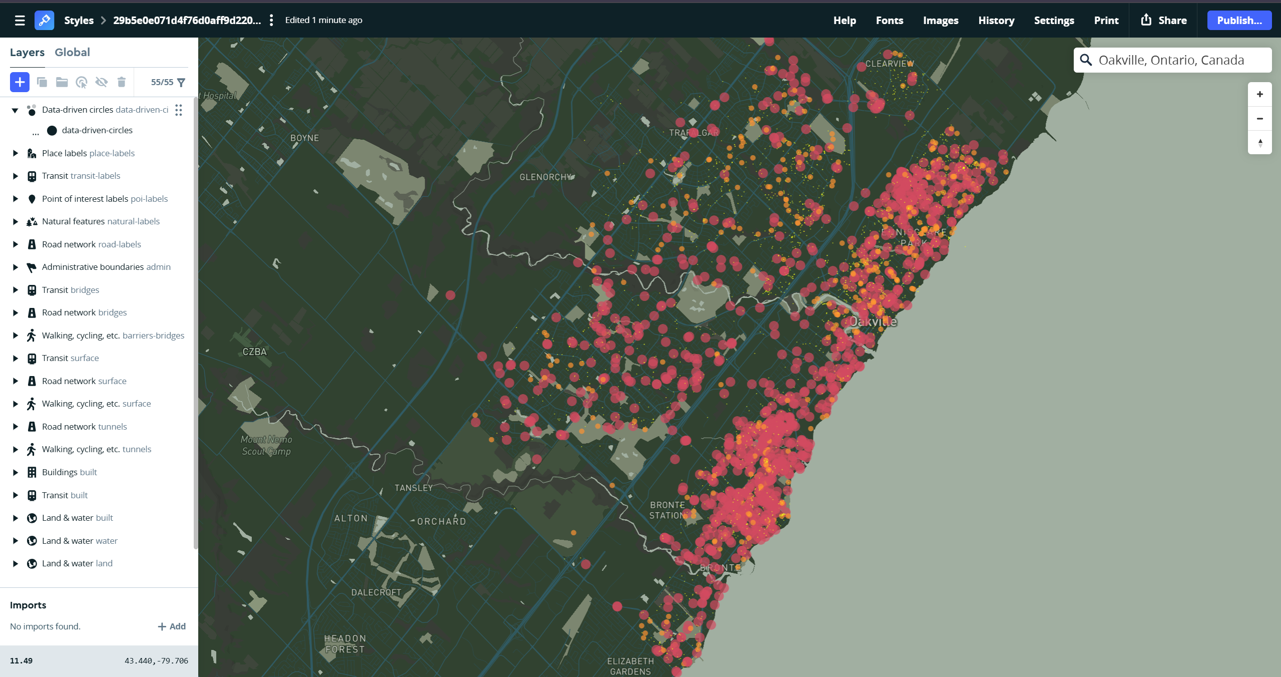 Theft of bicycle by month Oakville